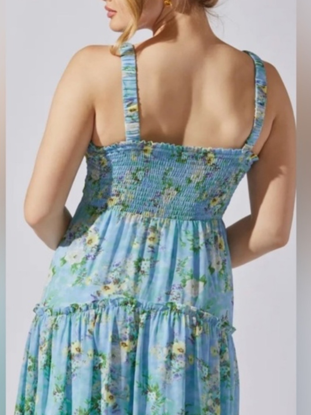 ASTR Light Blue Floral Sleeveless Maxi Dress xl - Picture 6 of 16